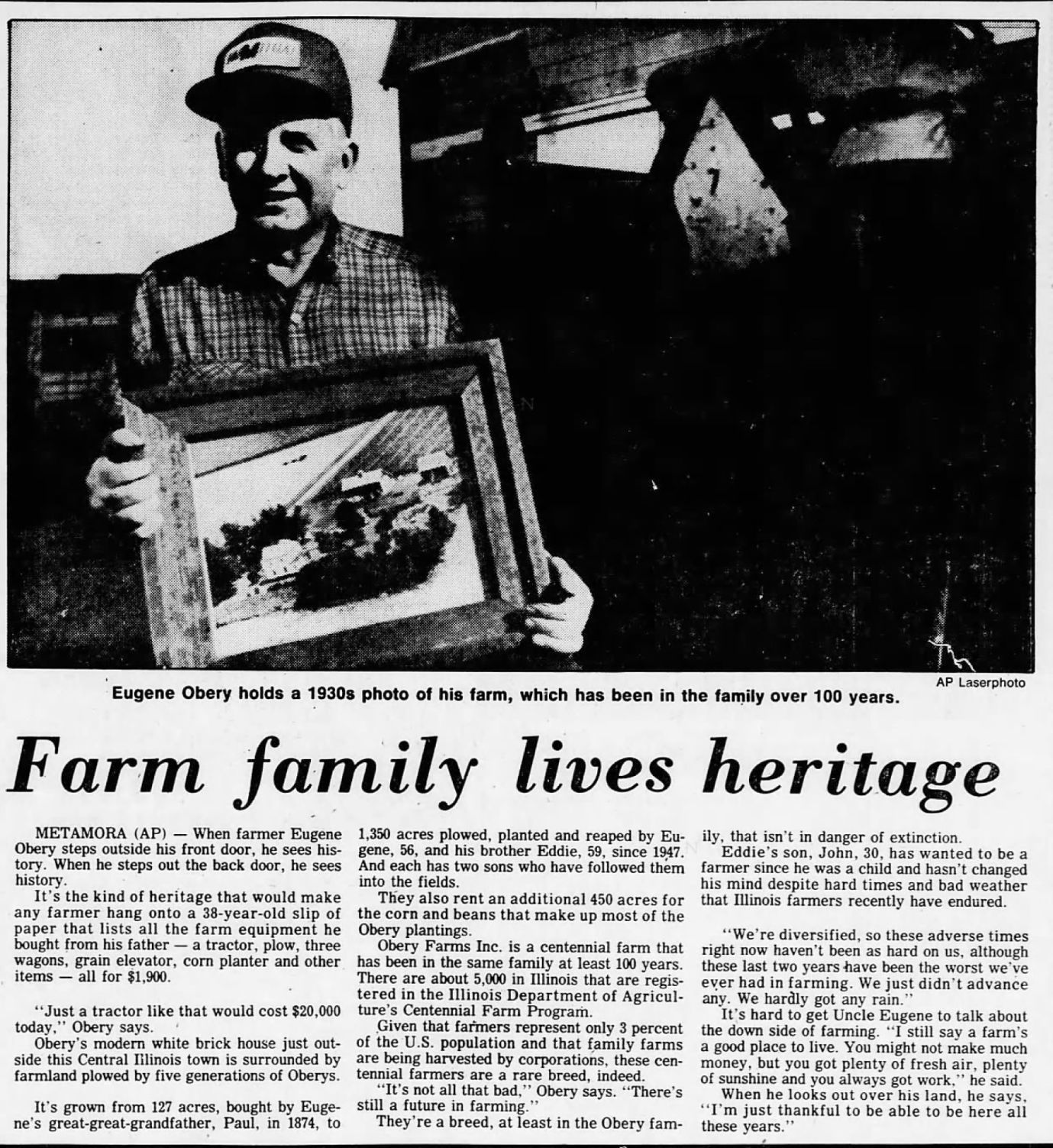 Farm family lives heritage
